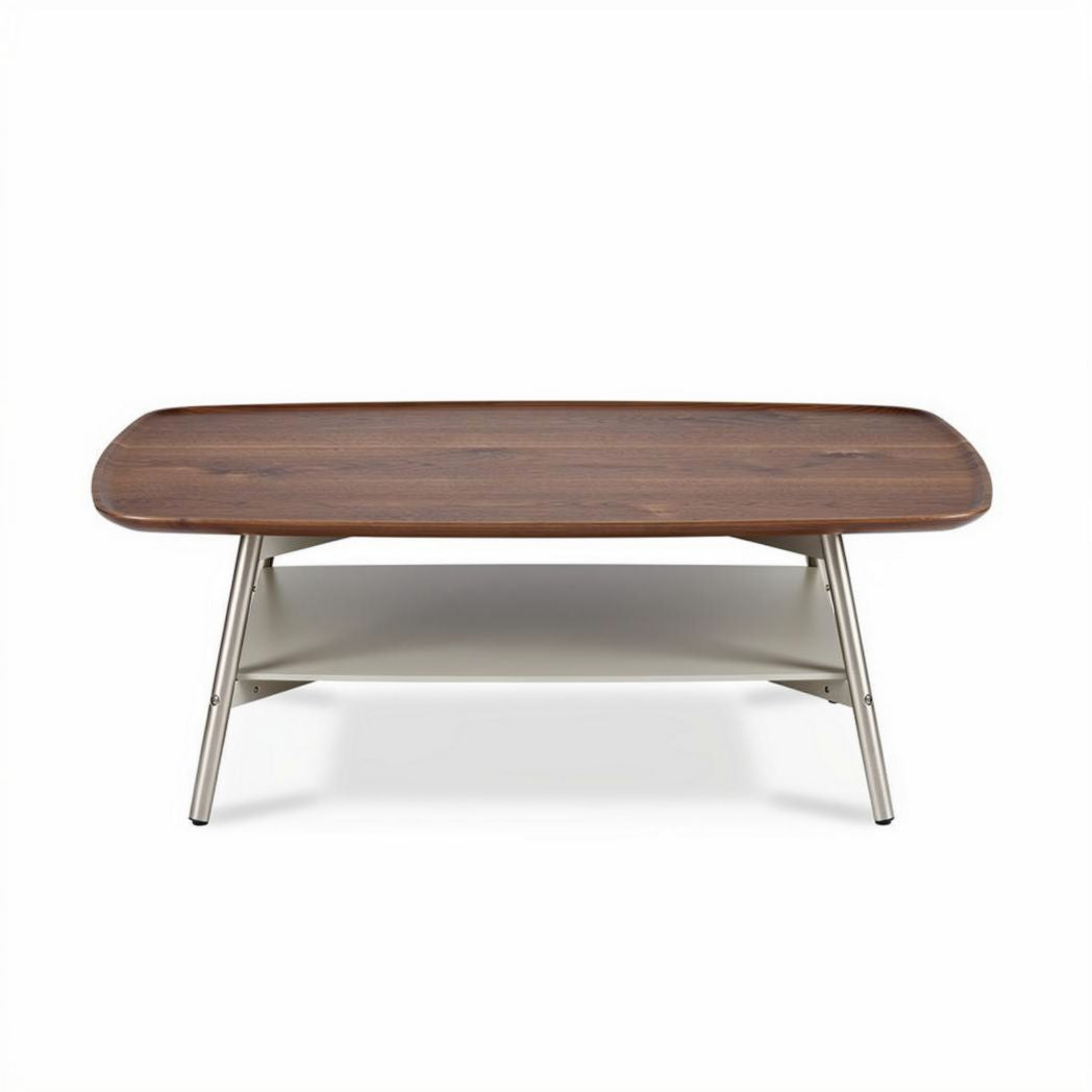Table basse rectangulaire en bois et métal dimensions 120 x 60 x 40cm avec étagère intégrée