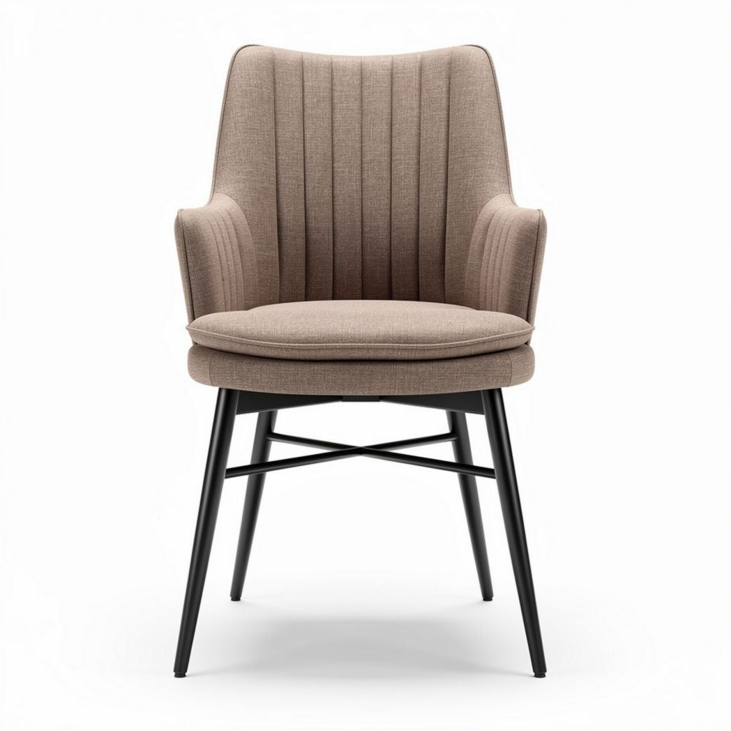 Chaise en tissu beige avec structure en métal noir dimensions 60 x 60 x 85cm
