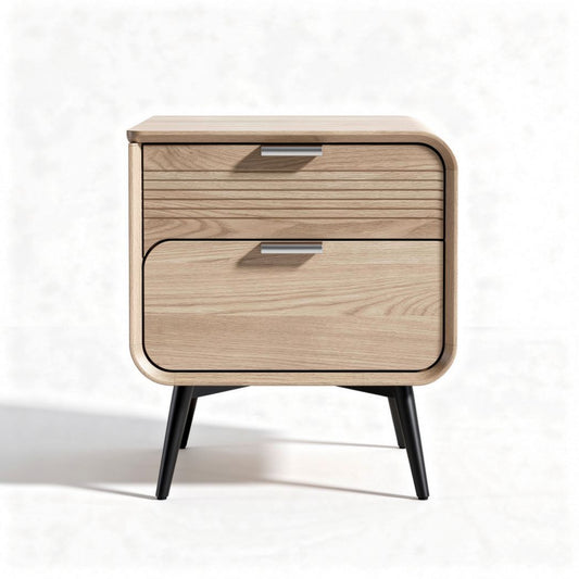 Table de nuit en bois clair avec deux tiroirs dimensions 45 x 40 x 50cm