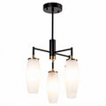 Suspension lumineuse en métal noir avec abat-jours en verre blanc 30 x 30 x 60cm