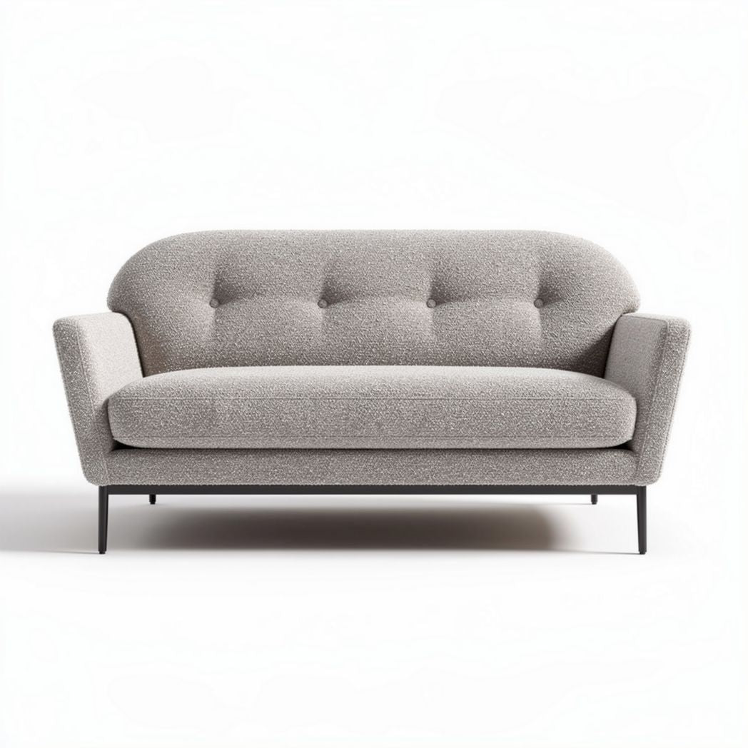 Canapé en tissu bouclé gris clair avec structure en métal 180 x 80 x 75cm