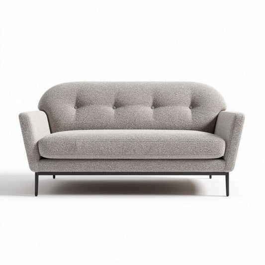 Canapé en tissu bouclé gris clair avec structure en métal 180 x 80 x 75cm