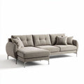 Canapé d'angle en tissu gris avec pouf réversible 230 x 90 x 85 cm