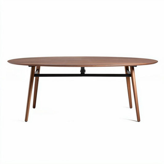 Table ovale en bois de chêne avec pieds en métal noir 200 x 100 x 75cm