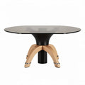 Table basse rectangulaire en verre fumé et bois clair 120 x 80 x 75cm