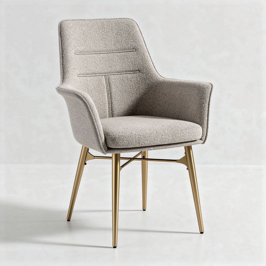 Fauteuil en tissu beige avec pieds en métal doré dimensions 80 x 60 x 90cm
