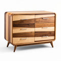 Commode en bois massif avec six tiroirs couleurs chêne et noyer 120 x 60 x 80cm