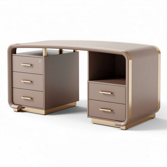 Bureau distinctif en bois marron avec rangements dimensions 120 x 60 x 75cm