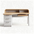 Bureau d'angle en bois et métal avec tiroirs de rangement 150 x 100 x 75cm