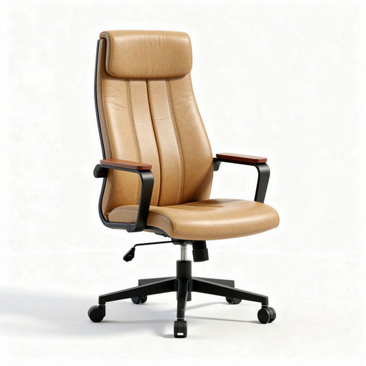 Chaise de bureau en simili cuir couleur beige dimensions 95 x 65 x 120cm
